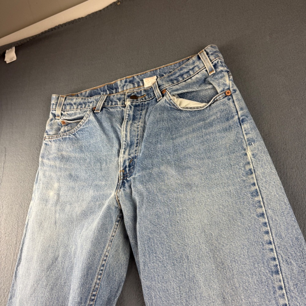 Vintage Levis 505 Jeans Men's 33x34 (Fits 32x33) Blue Orange Tab Wallet Faded
